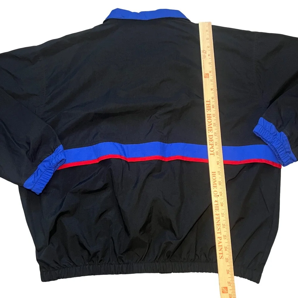VTG Tri Mountain Killians Red Embroidered Black Nylon Jacket Mens XL Windbreaker